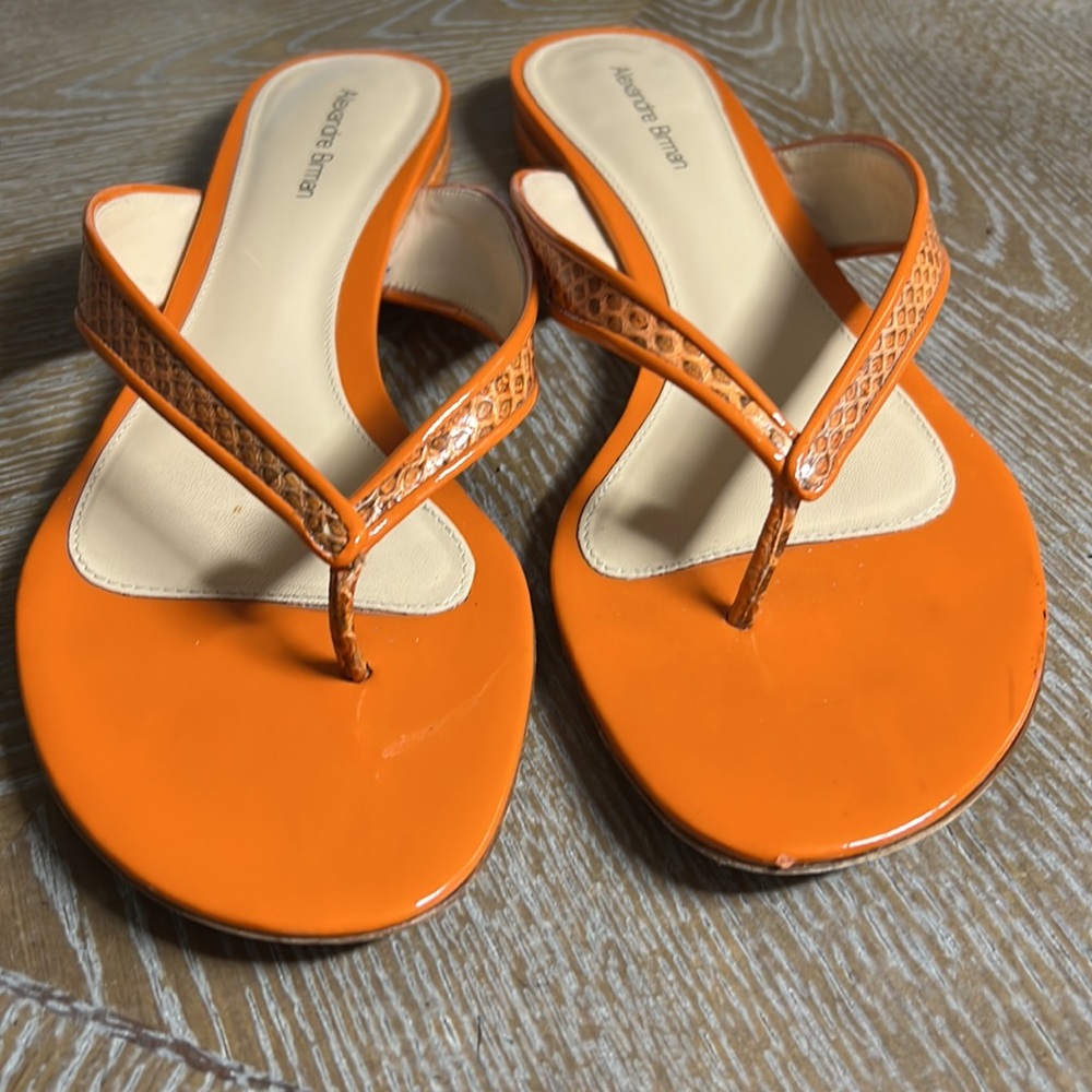 ALEXANDRE BIRMAN Orange Snake Print Thong Sandal 9.5 - Picture 3 of 8